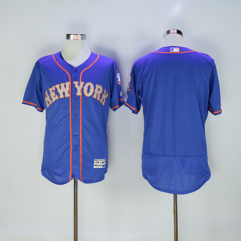 Men New York Mets Blank Blue Elite MLB Jerseys->->MLB Jersey